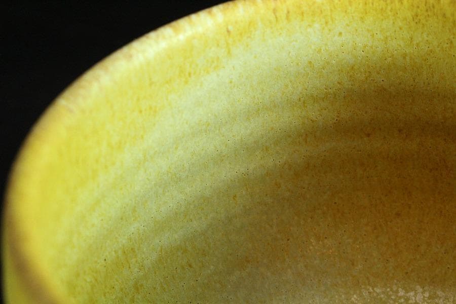 茶道具 坂野鳳洋作 黄燿 京焼 茶碗 煎茶 美品 共箱(K-YC428)