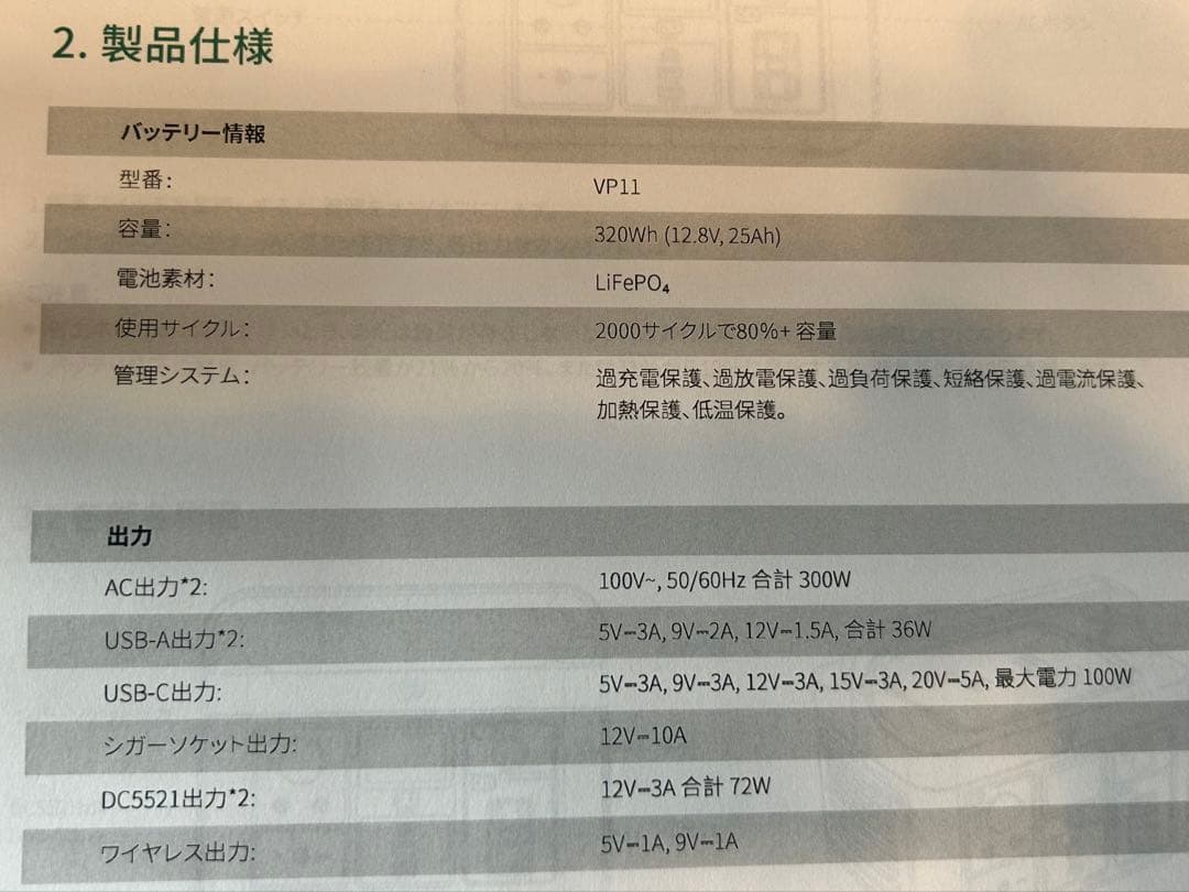 LAKE 300 ポータブル電源 300W キャンプ 防災 災害用