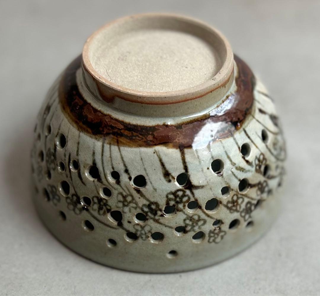 美品 未使用 村田森さん　魯山人写し　山吹透彫鉢