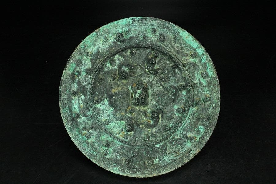 古美術 古鏡 獣紋 銅鏡 φ16cm コレクター蔵品(K-YC539)