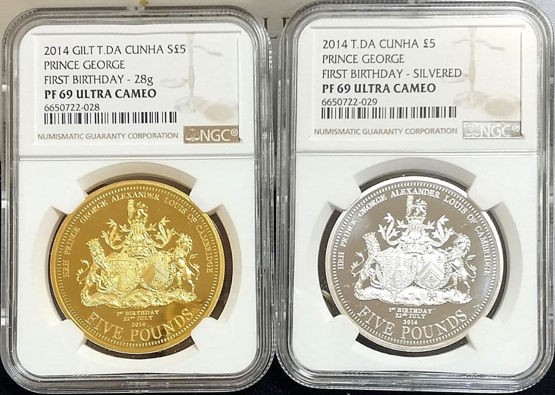2014年 イギリス ジョージ王子 銀貨 銅貨 2枚セット NGC PF69UC
