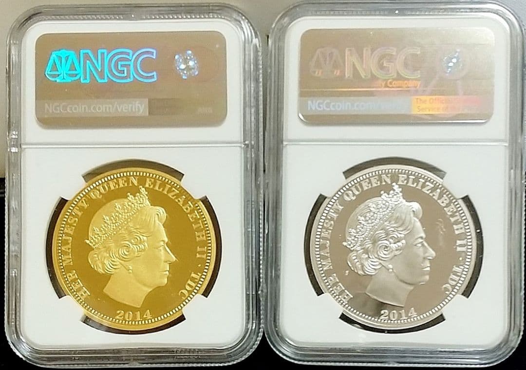 2014年 イギリス ジョージ王子 銀貨 銅貨 2枚セット NGC PF69UC