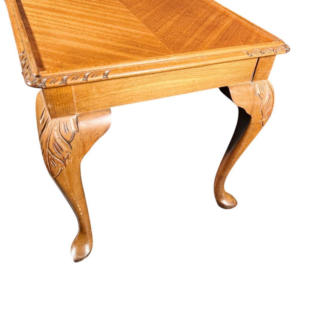 HR754 【ビンテージ】イギリス　英国　アンティーク　ガラストップローテーブル