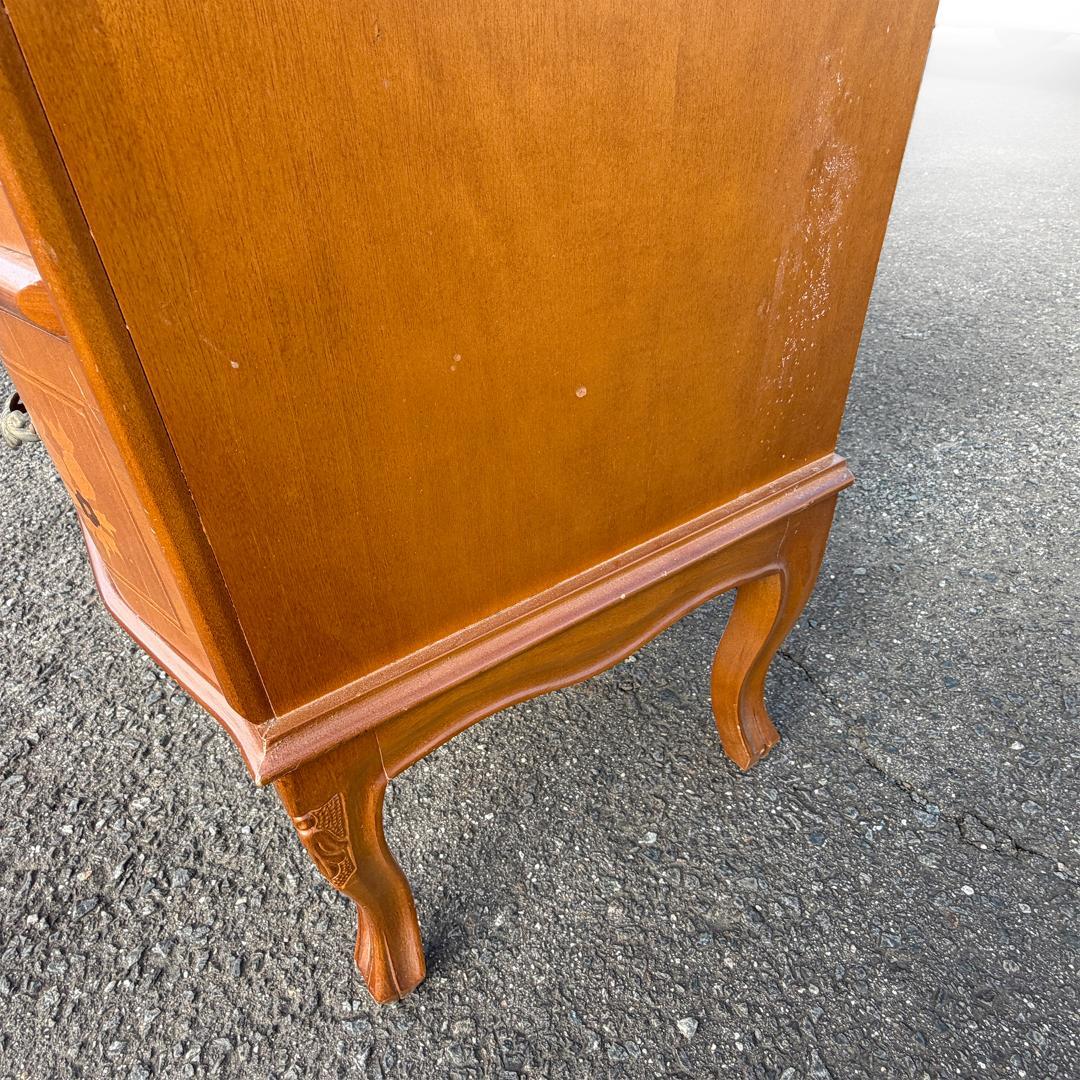 ライティングビューロー 猫脚 イタリア製 鍵付き 象嵌 アンティーク チェスト