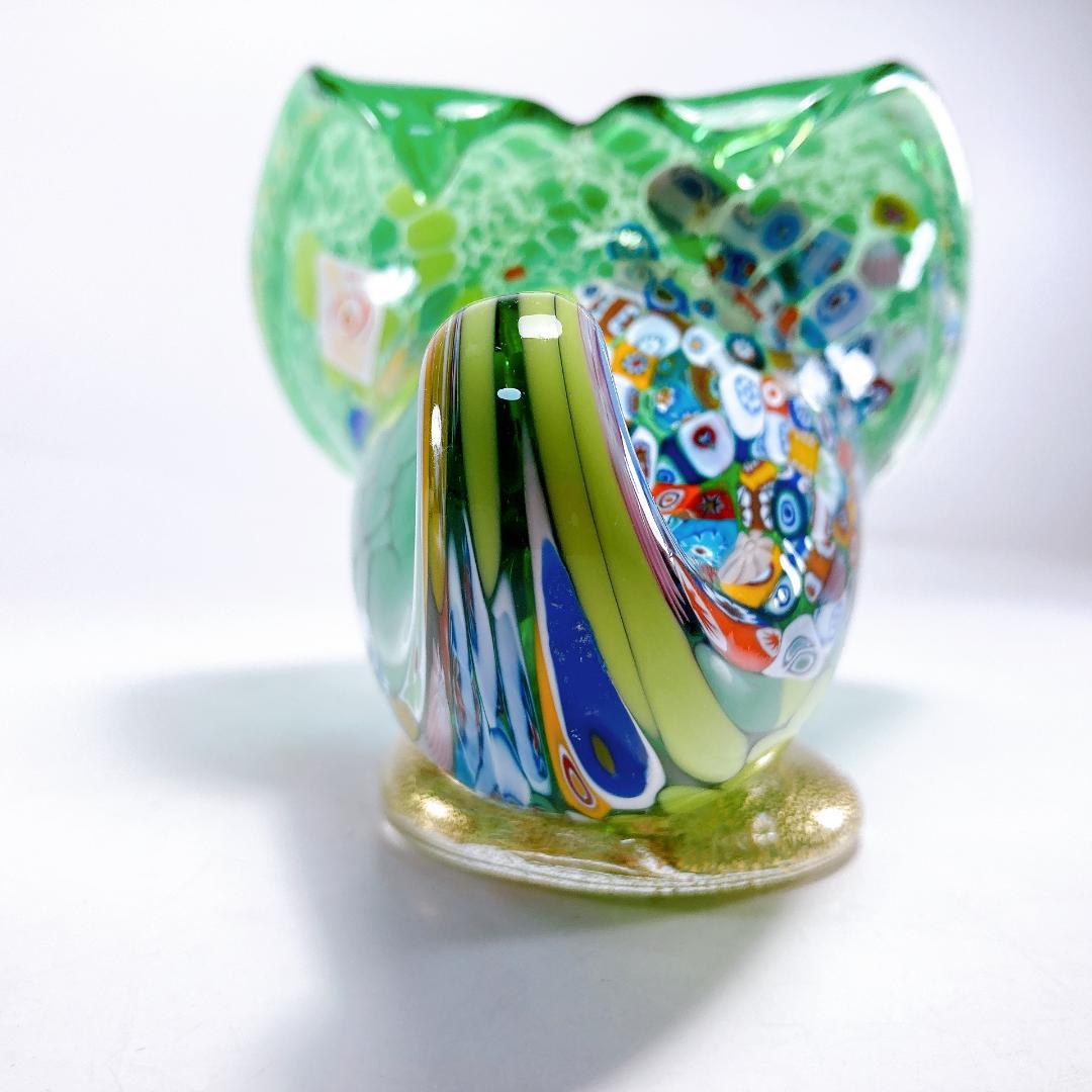 【希少】ムラノ ミルフィオリ シェル モチーフ オブジェ　ムラーノ|1498|☆