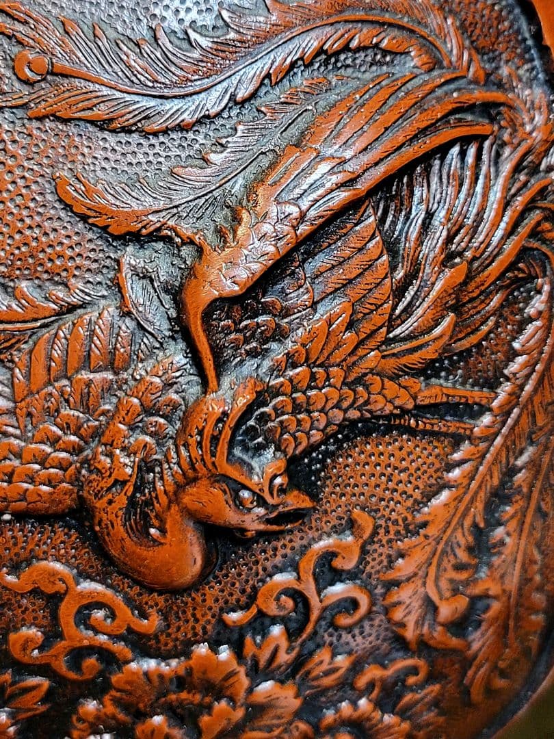 高岡銅器 花瓶 「竜耳間取 鳳凰」