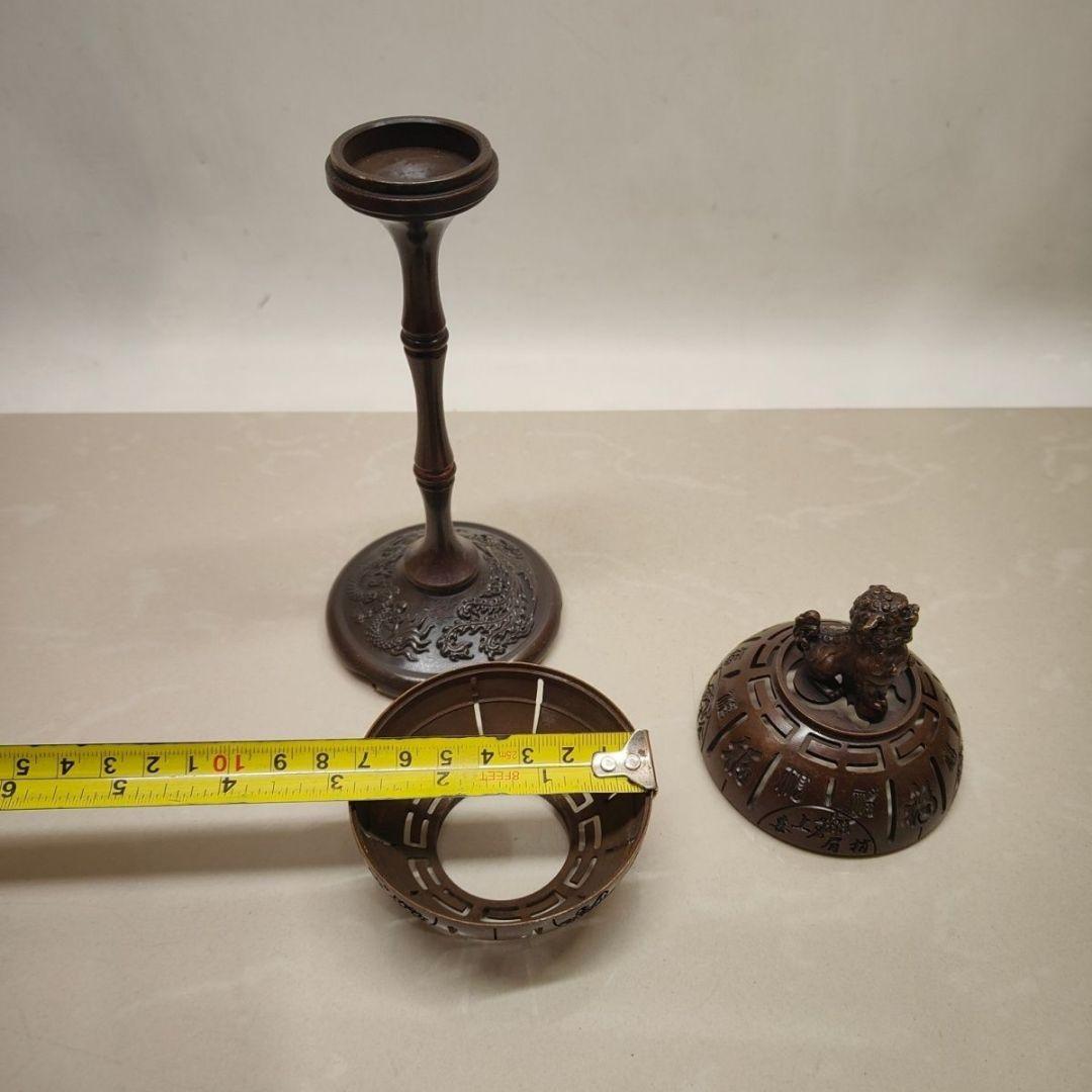 銅製 獅子灯籠炉 香炉 檀香炉 禅意 茶室薫香炉 香道具 装飾品 工芸品 置物