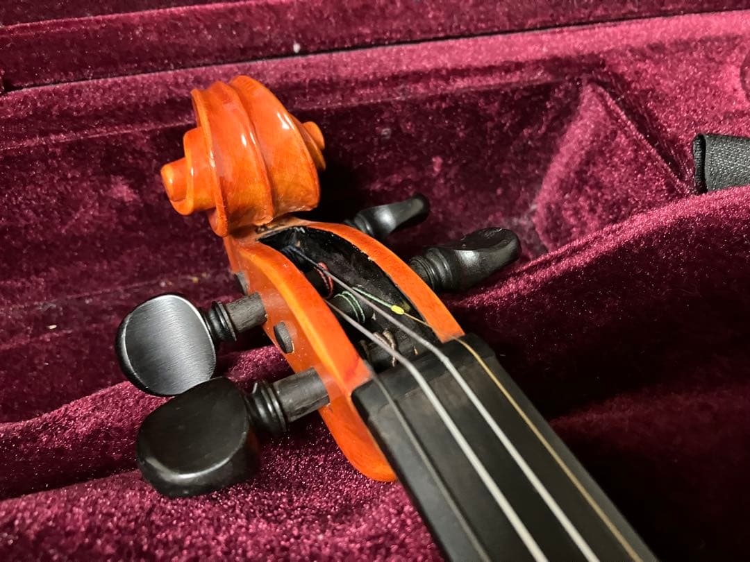 オレンジ色 バイオリン 4弦 ケース付き