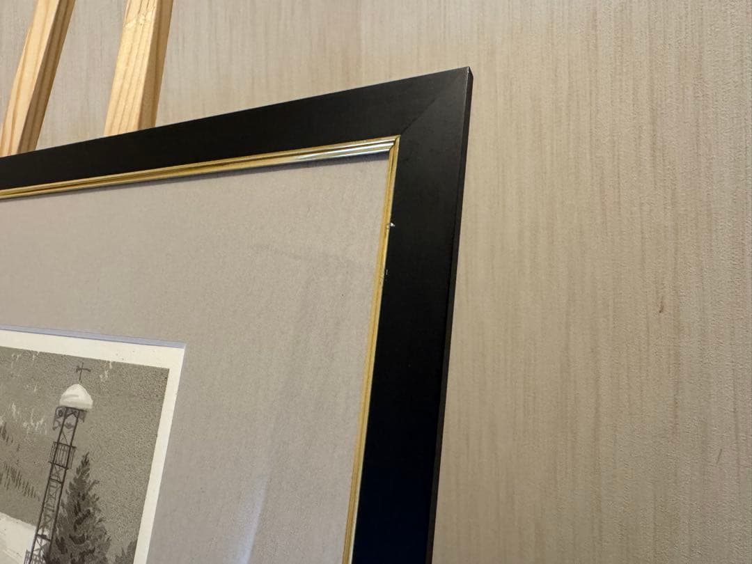 橋本広喜 版画 リトグラフ 『冬 大内宿』直筆サイン / 風景画 美術品