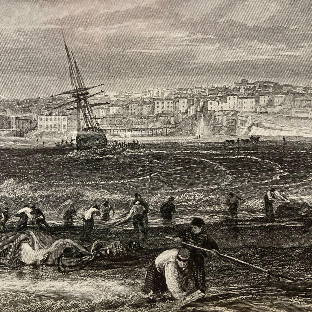 ウィリアム　ターナー「フェルモス海岸」銅版画約16×24額縁37×44.6 cm