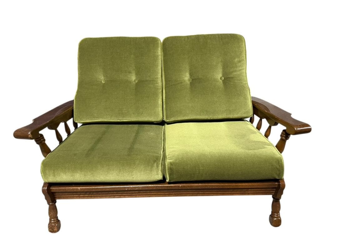 ◯2人掛けソファ アンティーク家具 グリーン 緑