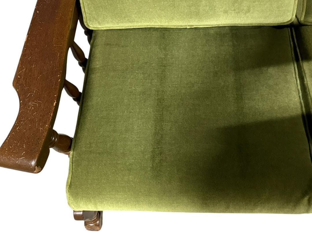 ◯2人掛けソファ アンティーク家具 グリーン 緑