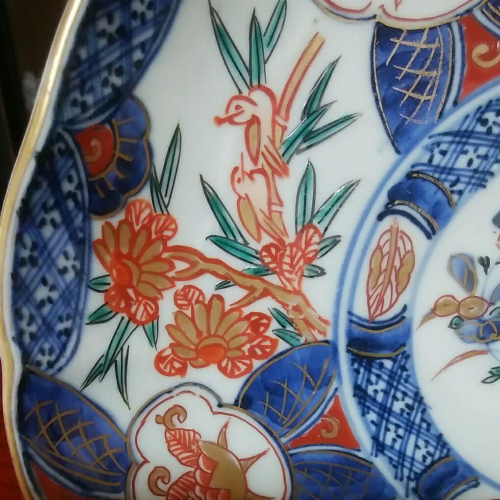 146 古伊万里　豪華絢爛　染錦手　花籠
