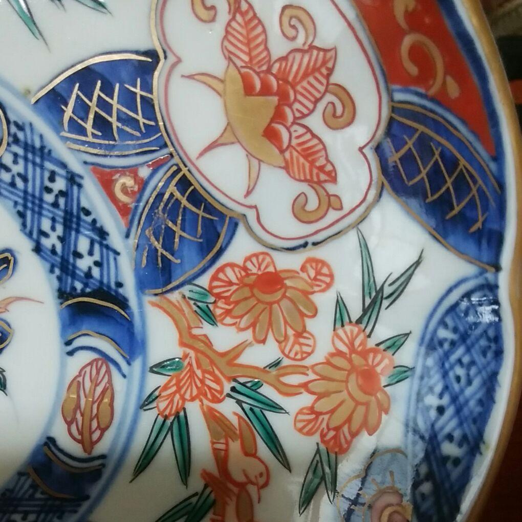 146 古伊万里　豪華絢爛　染錦手　花籠