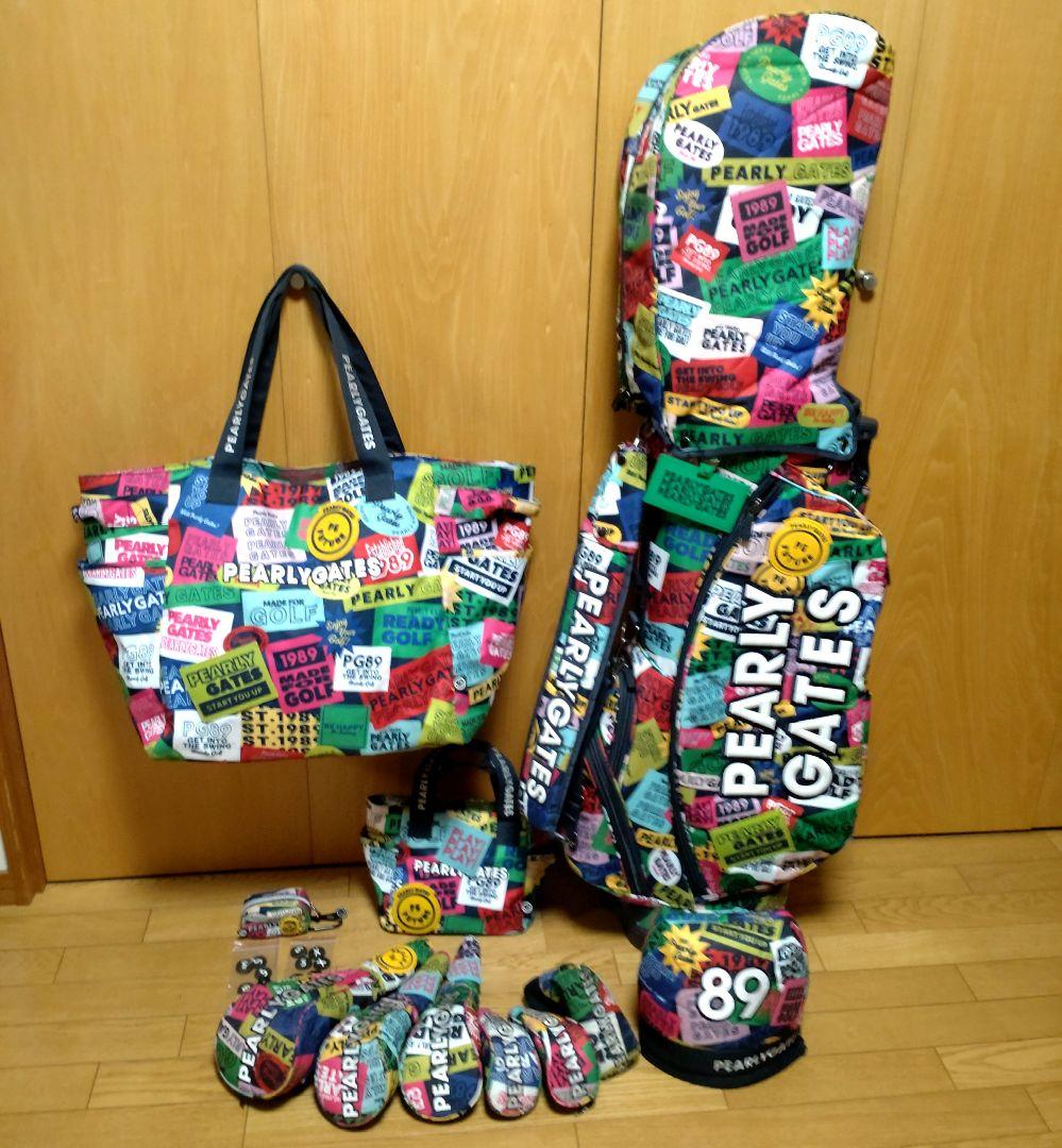 パーリーゲイツ カラフルワッペン キャディバッグ ヘッドカバー バッグ 11点