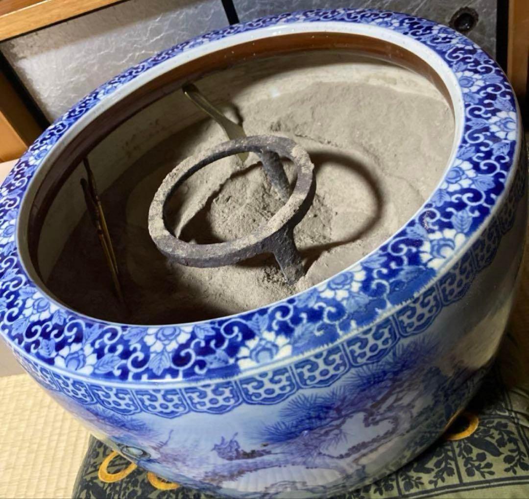 火鉢 鴨 工芸品 骨董品 炭箸 ヘラ付き