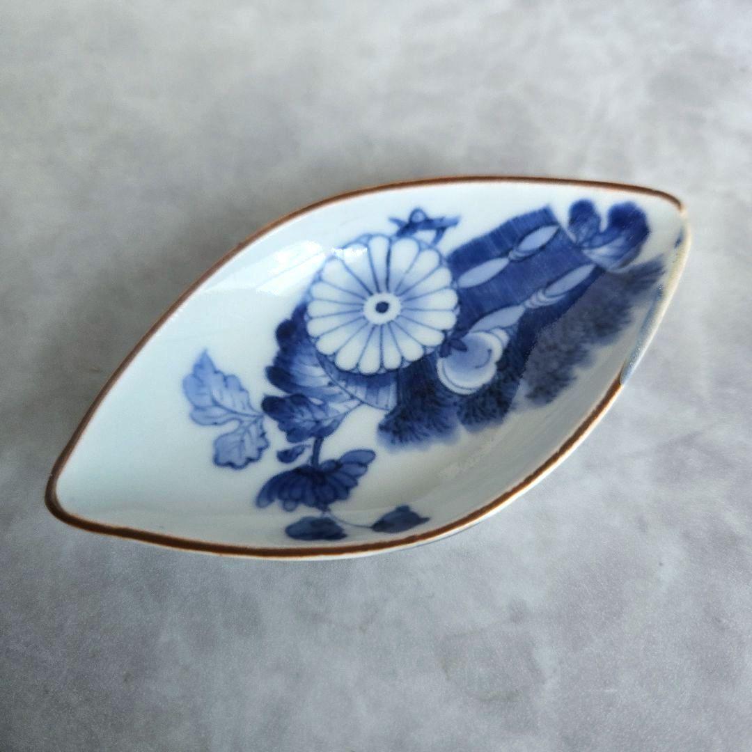 古伊万里　染付　豆皿　小皿　江戸　骨董　金直し　金継ぎ　藍柿　アンティーク