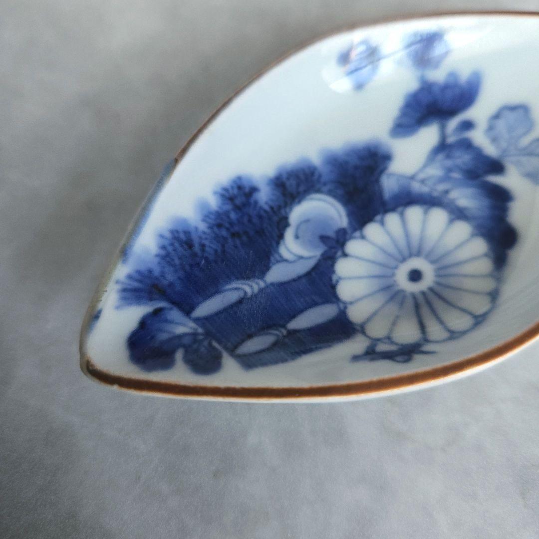 古伊万里　染付　豆皿　小皿　江戸　骨董　金直し　金継ぎ　藍柿　アンティーク