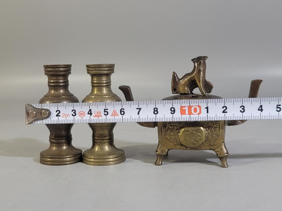 古銅 豆 香炉 花器一対 Ａ845