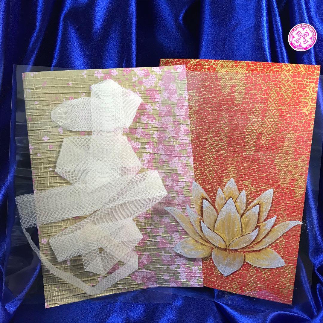 C　白蛇切らずに一匹 御守り お守り 額 縁起物 金 和紙 友禅 友禅和紙