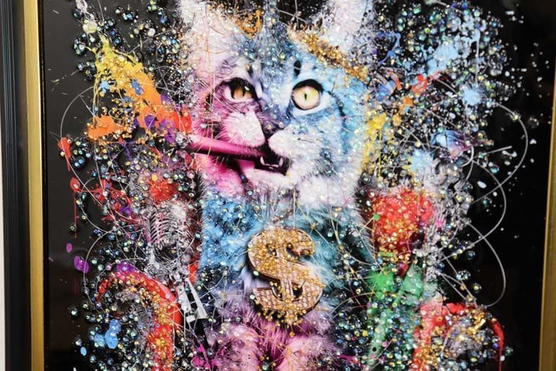 アートフレーム ファンキーキャット/猫 絵画 クリスタルピクチャー