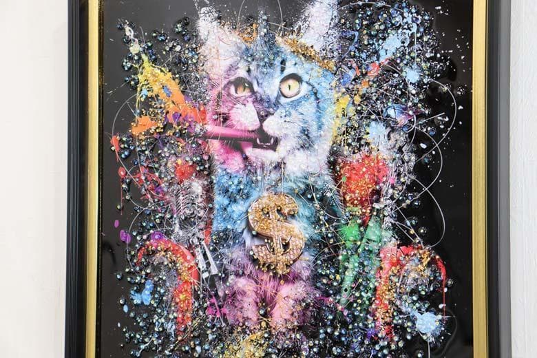 アートフレーム ファンキーキャット/猫 絵画 クリスタルピクチャー