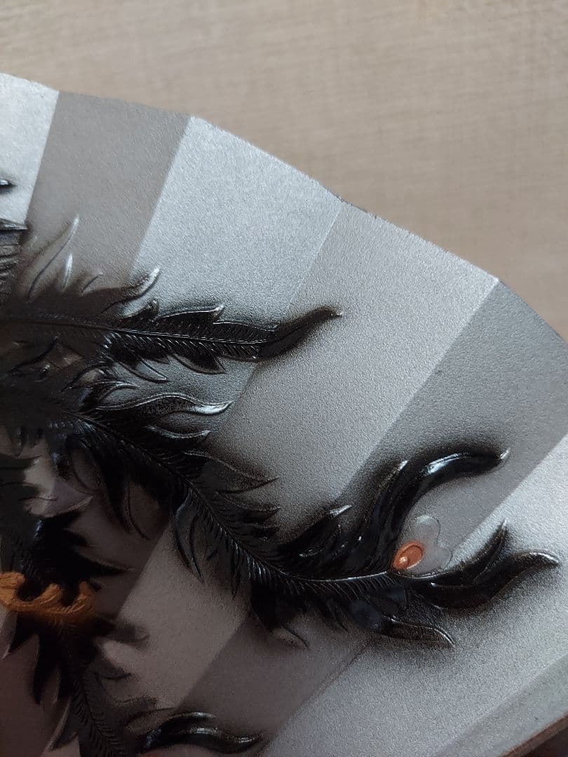 飾扇 金属工芸 扇面 鳳凰 ヴィンテージ 伝統美術工芸品 銀色