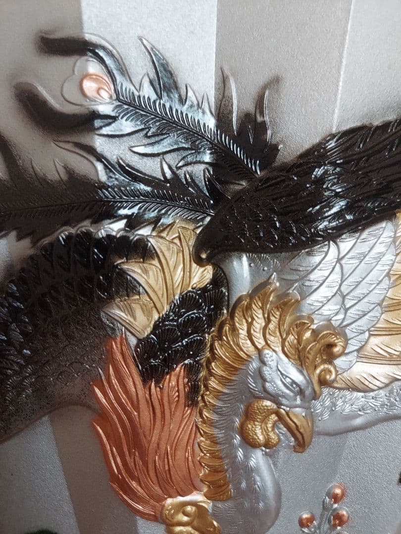 飾扇 金属工芸 扇面 鳳凰 ヴィンテージ 伝統美術工芸品 銀色