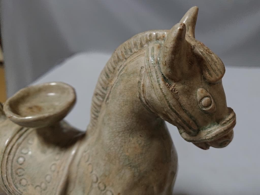 コレクター収集　タイ　バーン窯　青磁馬造形物　15～16世紀