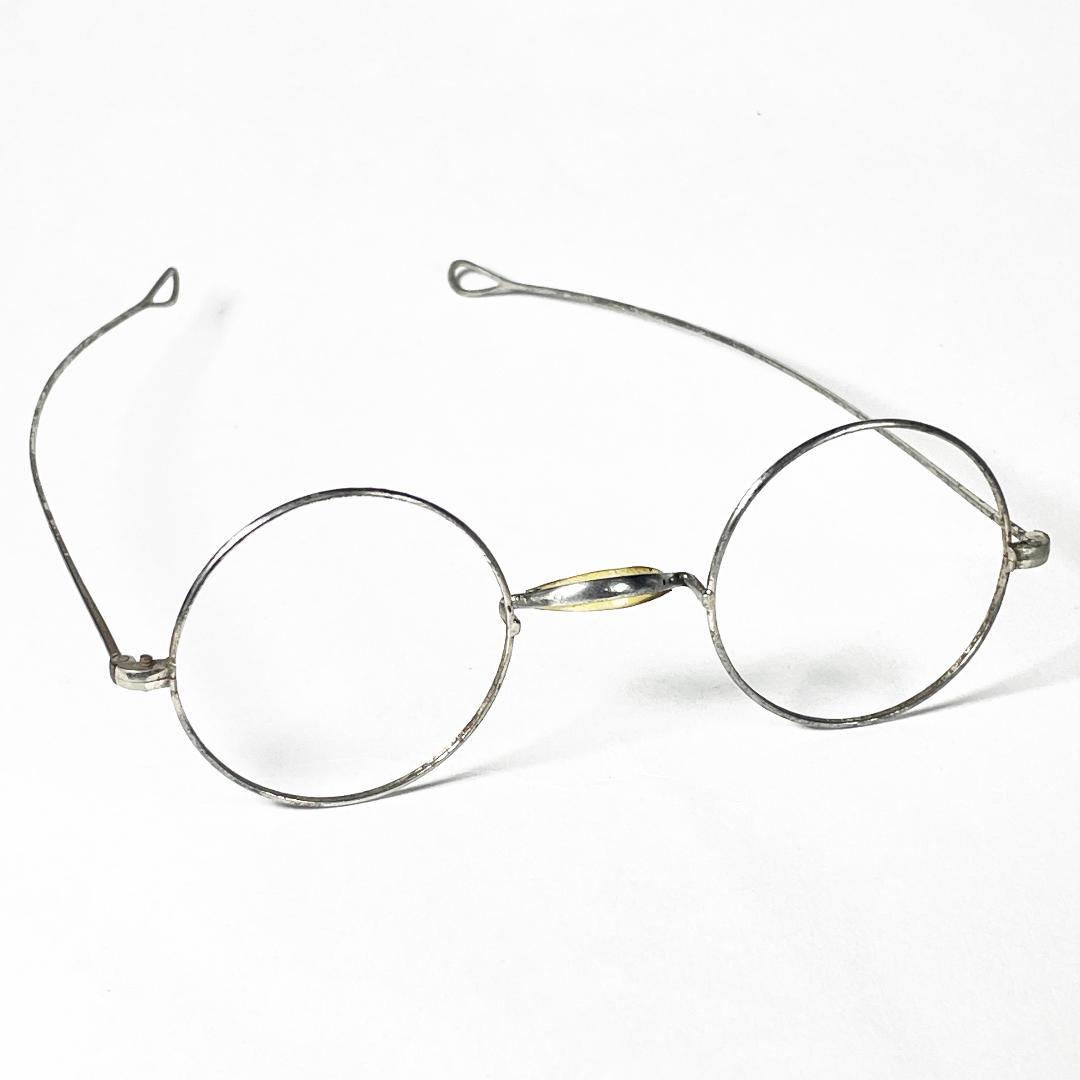 1860s フレンチアンティーク メタル 丸眼鏡 イタリア スカルテンプル 一山