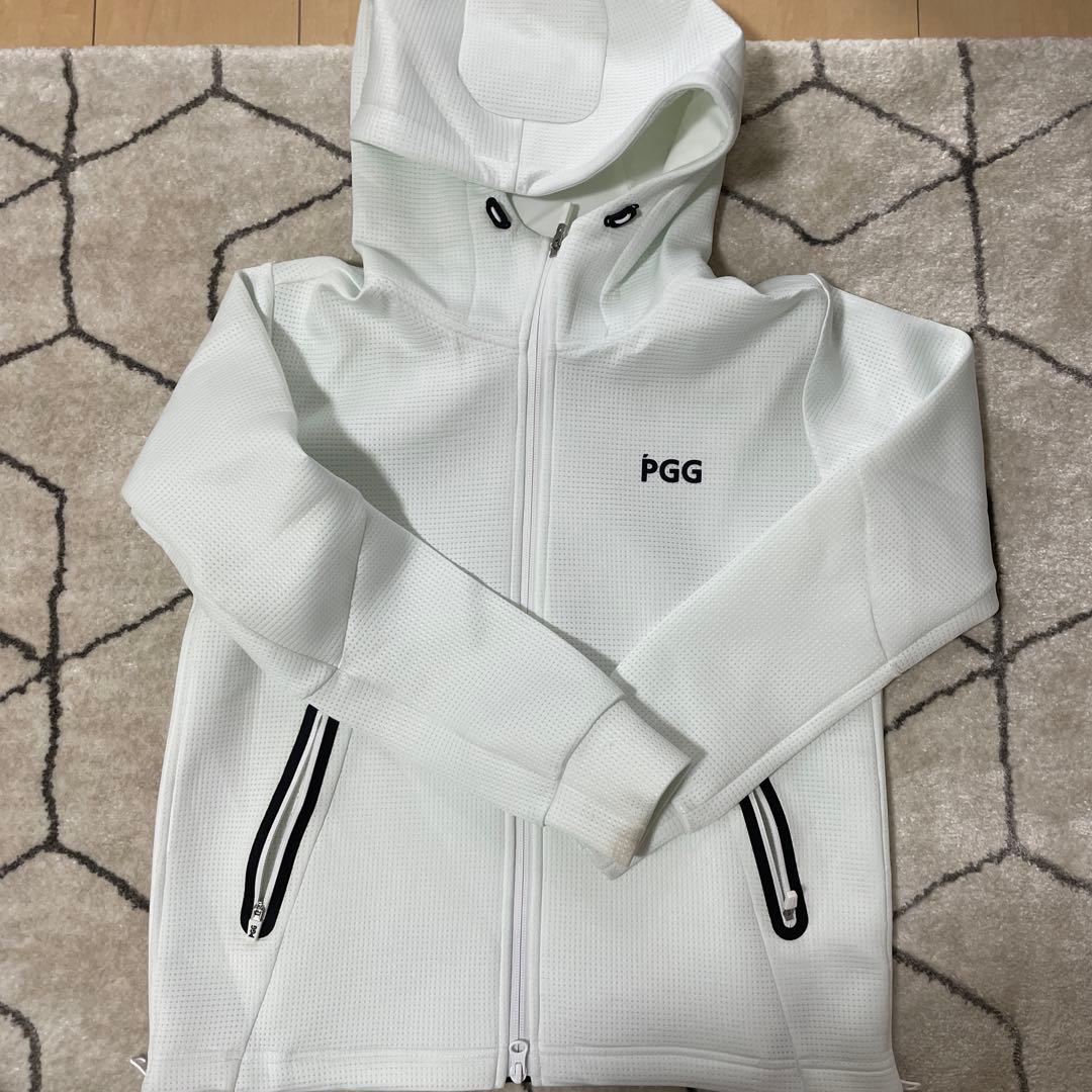 PGG メンズ ゴルフウェア フルジップパーカーとパンツ セット ホワイト