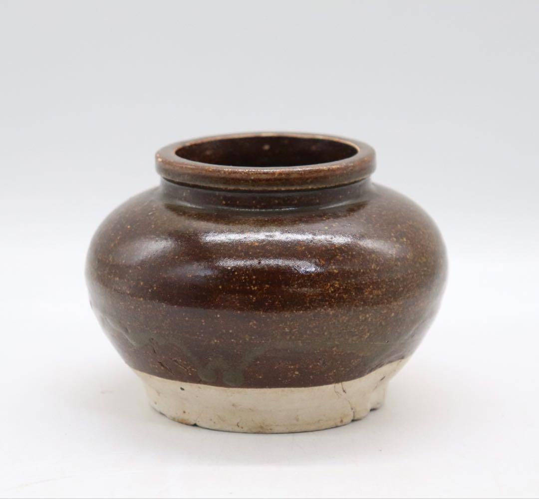 中国　明時代　醬釉壺　アンティーク　送料込み250828