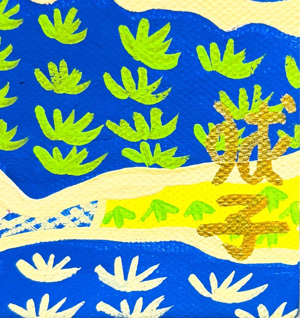 【F4号】手描き油彩　片岡球子【富士】赤富士　額縁　未使用額　サイン　落款　絵画