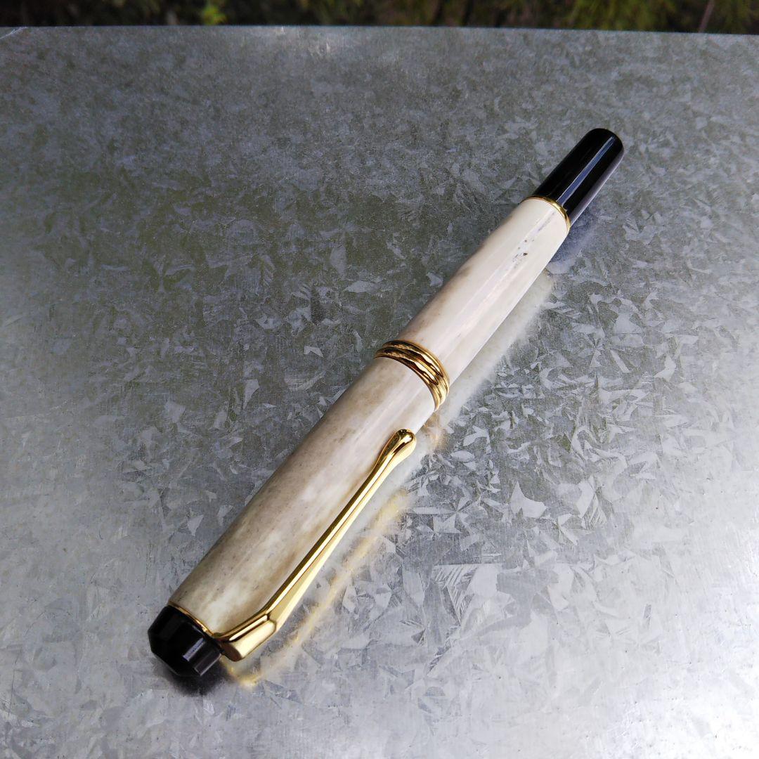 くれ竹万年毛筆 夢銀河 本革  鹿角/本革セット