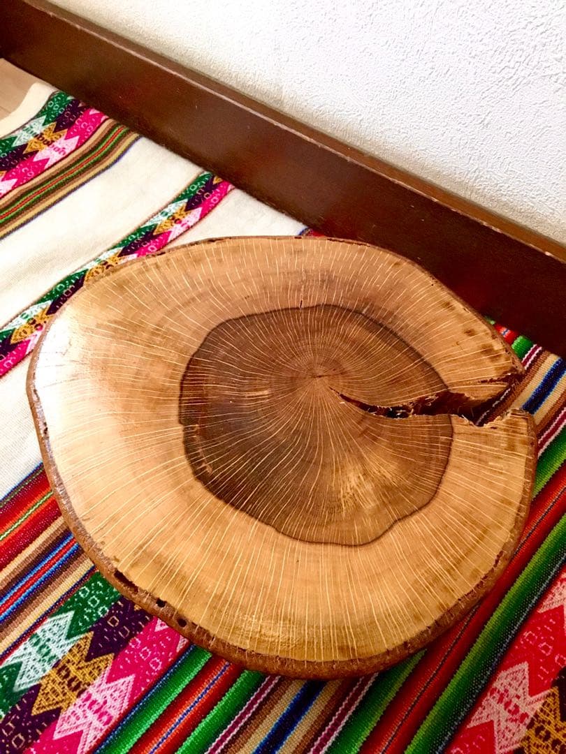 天然樫の木で作成【森を感じられる美しい切り株台】ちゃぶ台/インテリア台/薪割り台