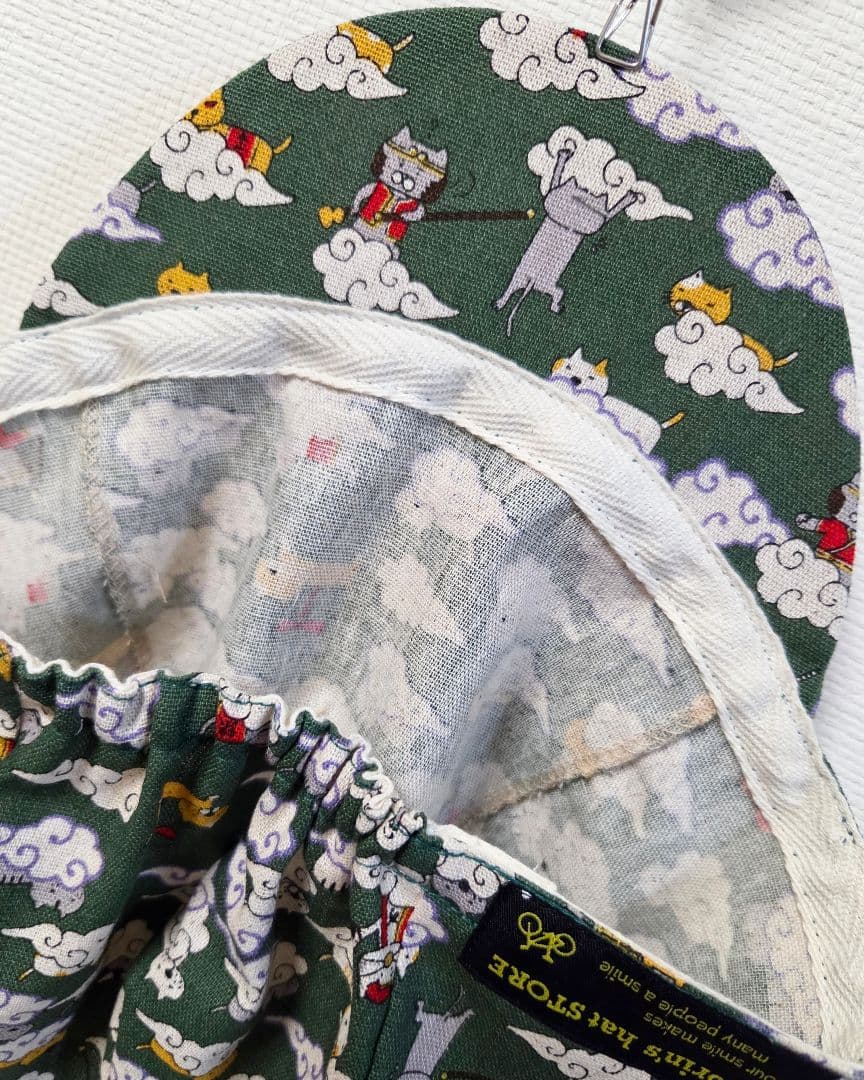 ★サイクルキャップ★【No.95】筋斗雲にゃんこ猫遊記(グリーン)