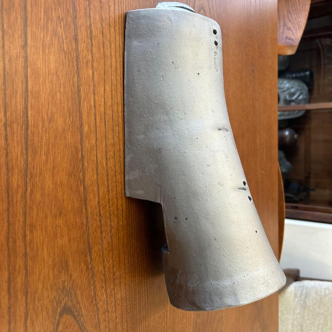 いぶし瓦製円筒形オブジェ