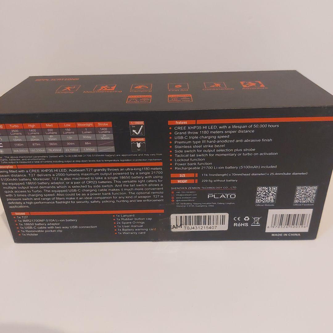 ACEBEAM T27 強力スルーライト 1180メートル　6000Ｋ　生産終了