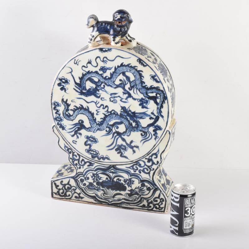 Khiêm Bỉnh　中国　青花　雲龍蓮花文　扁壷　V　7019A