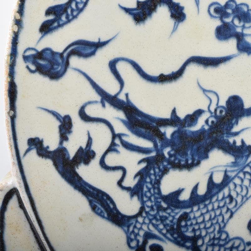 Khiêm Bỉnh　中国　青花　雲龍蓮花文　扁壷　V　7019A