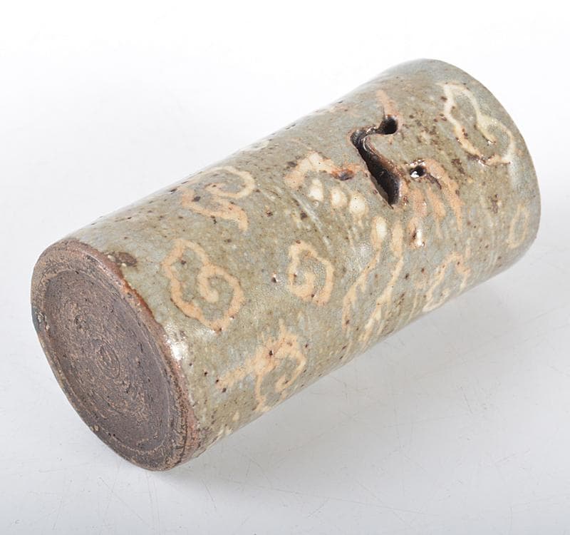 煎茶道具　青木木米　聾米造　象嵌雲鶴文　茶巾筒　時代箱 M　R4301