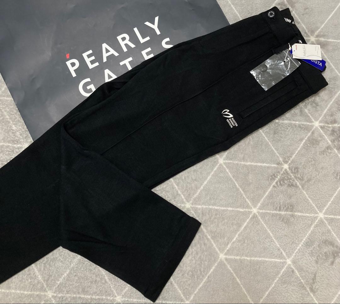 新品 パーリーゲイツ マスターバニー ソリストヒート ツイルパンツ(4)M/黒