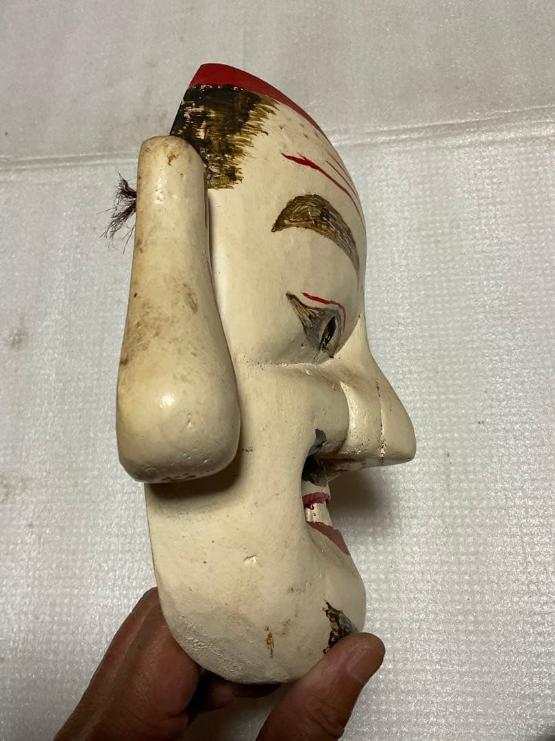 岡山／備前神楽の面／ハンドメイド作。【木製・恵比寿様】。