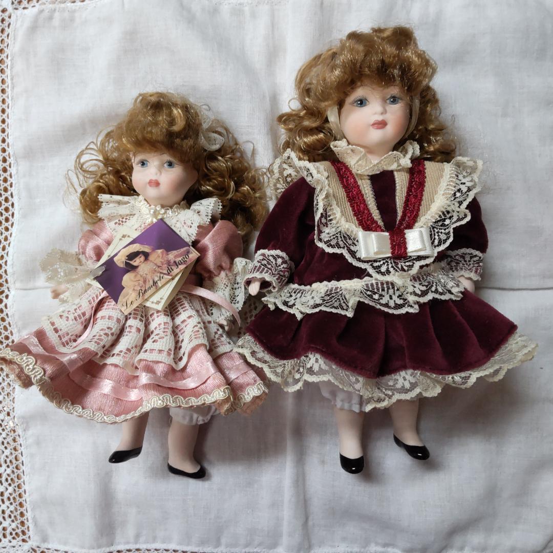 人形　2体　イタリア製　ドール　ヴィンテージ　西洋人形　ビスクドール