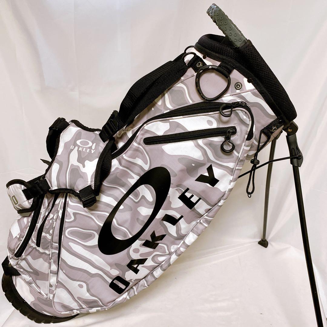 オークリー　スタンド付キャディバッグ　ホワイト　白　グレー　迷彩　カモフラージュ