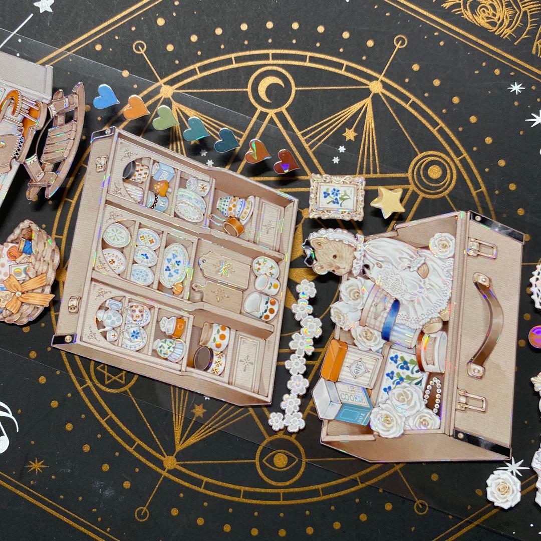 【9257】海外　中古巻　貝殻光マスキングテープ　熊　裁縫　装飾系　残量多め