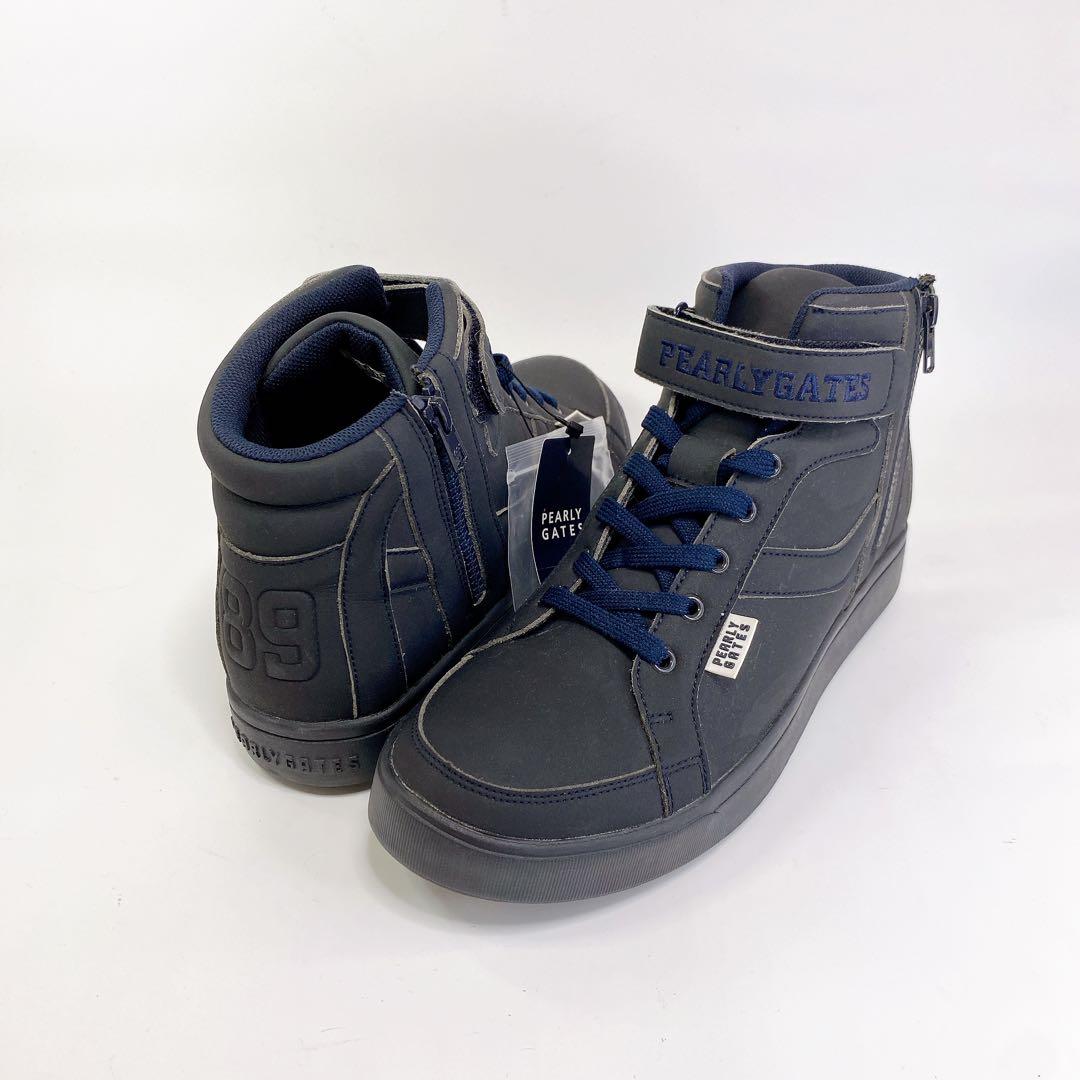 【未使用】PEARLY GATES ネイビー ハイカットゴルフシューズ 26