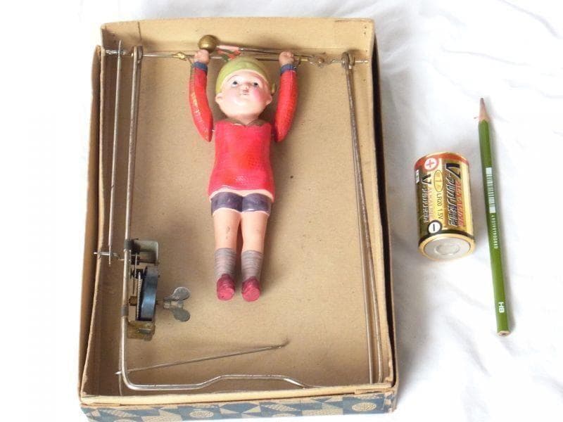 鉄棒運動 戦前製 セルロイド ゼンマイ おもちゃ 箱入り 昭和レトロ 日本製