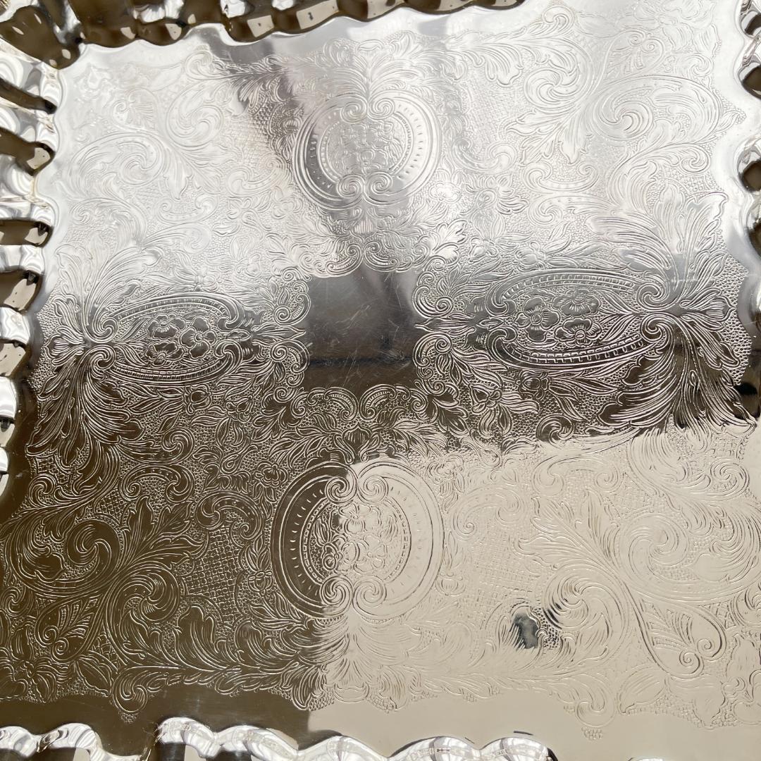 【Wallace】 チッペンデールのギャラリートレー スクエア 42cm