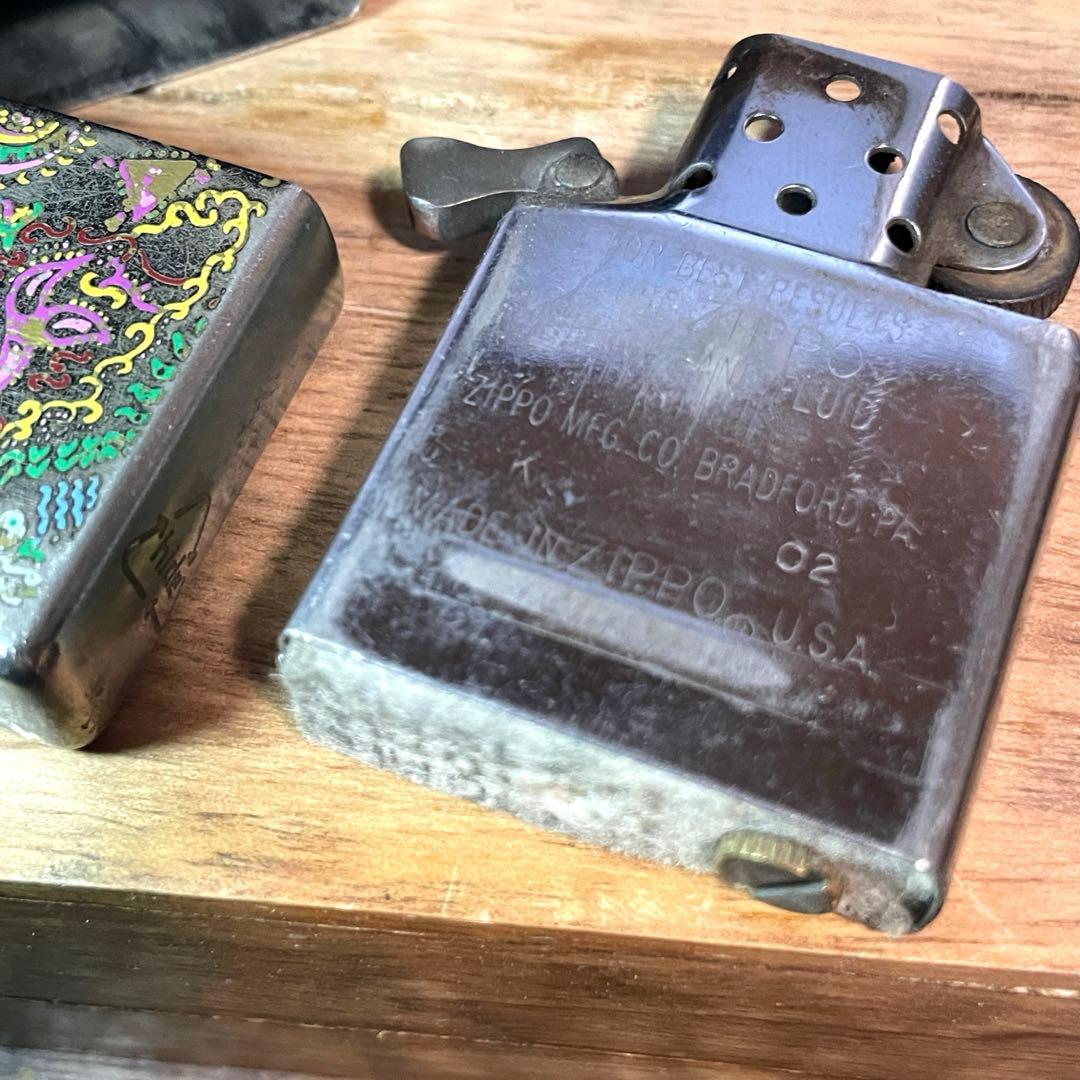 ZIPPO hide モデル 2002年 ペイズリー モッキンバードデザイン
